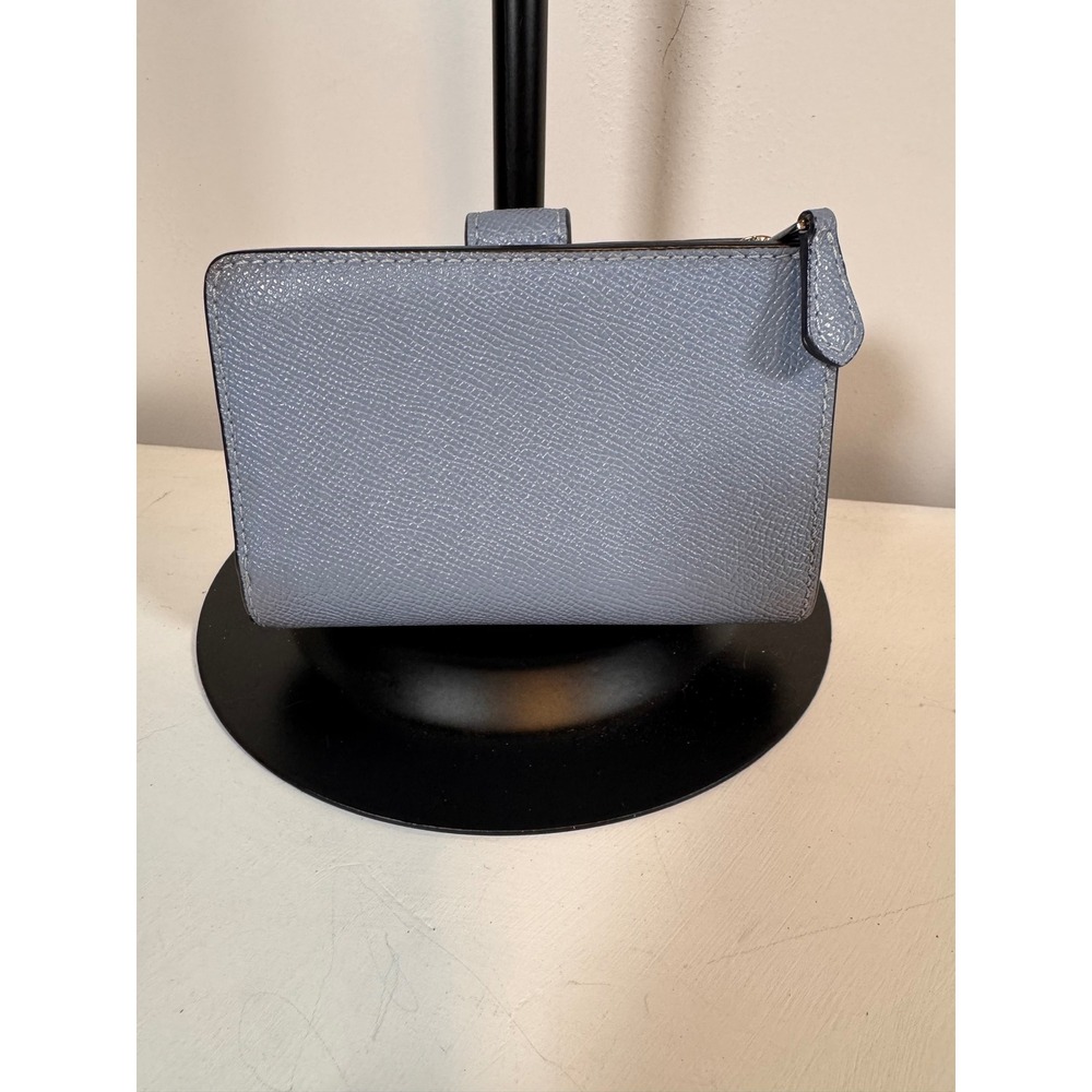 Coach Medium Corner Zip Wallet Crossgrain Leather Blue 6390 SV/PQ - Picture 2 of 7